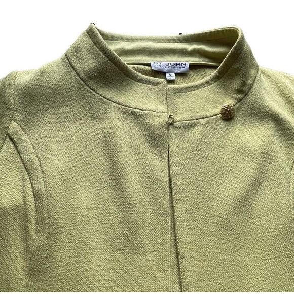 St John Blazer Women Sz 6 Lime Green Open Front Santana Knit Jacket Stunning USA - Picture 3 of 12